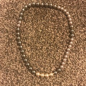 Vintage light and dark gray faux pearl necklace